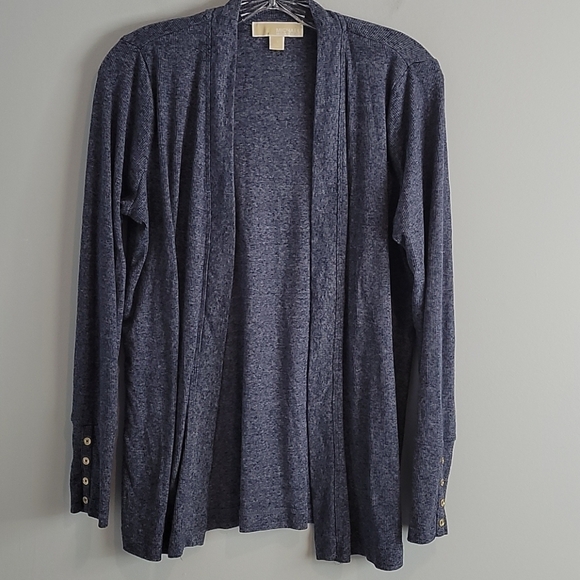 Michael Kors Blue Marled Open Front Cardigan Sweater - Picture 1 of 9
